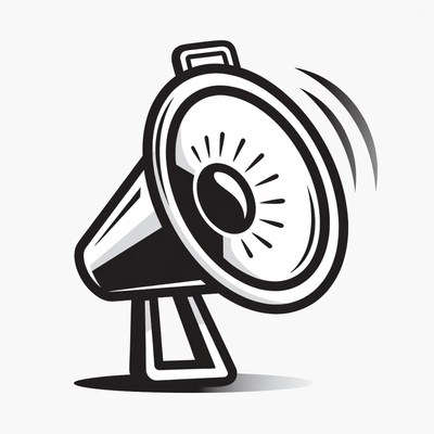 Black and white megaphone illustration