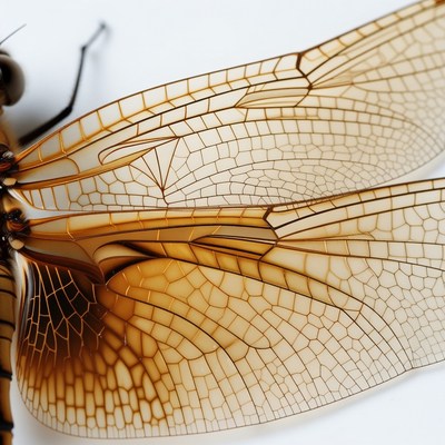 Closeup of dragonfly on white background