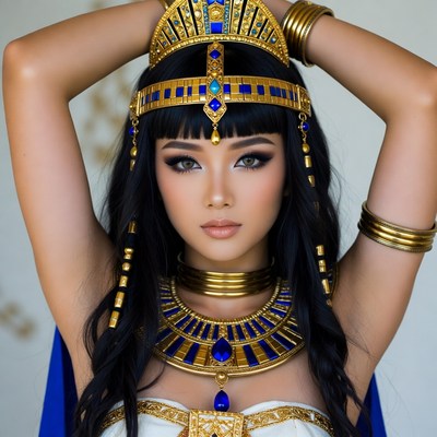 Asian woman in Egyptian Cleopatra costume