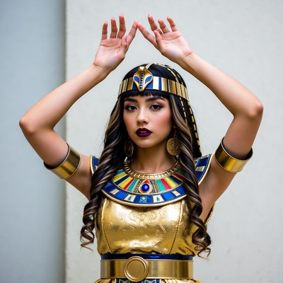 Asian woman in Egyptian Cleopatra costume