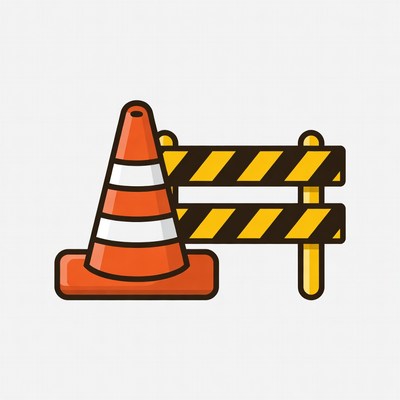 Orange Traffic Cone and Barricade