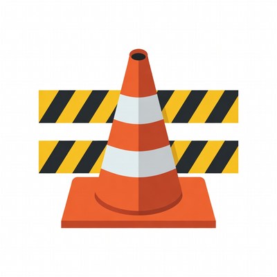 Orange Traffic Cone with Barricade Tape