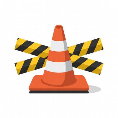Orange Traffic Cone with Barricade Tape