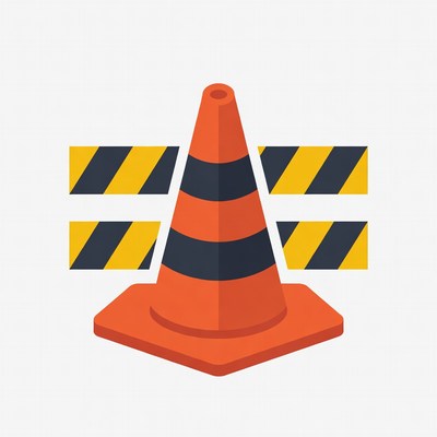 Orange traffic cone with black yellow stripes
