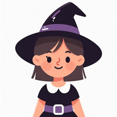 Cartoon girl in witch costume