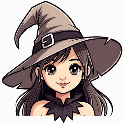 Anime Witch Girl in Pointed Hat