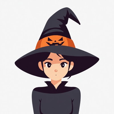 Anime girl wearing Halloween witch hat