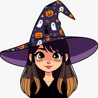 Anime girl wearing Halloween witch hat