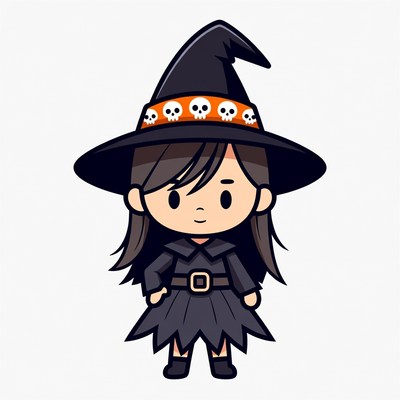 Cute cartoon witch girl