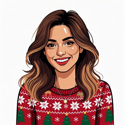 Smiling woman in Christmas sweater