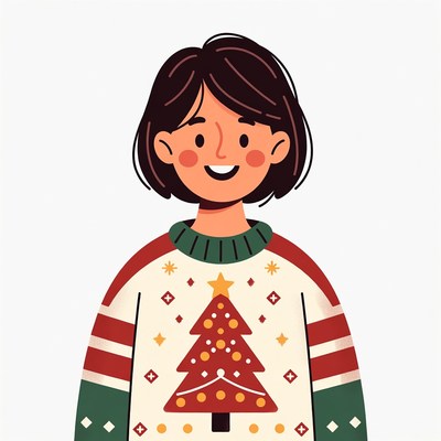 Smiling woman in Christmas sweater