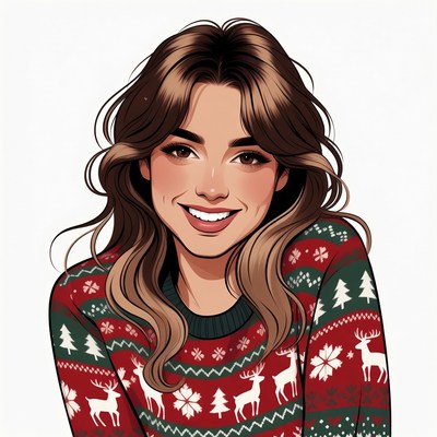Smiling woman in Christmas sweater
