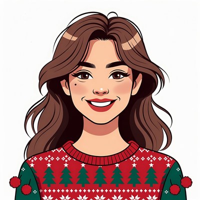 Smiling woman in Christmas sweater