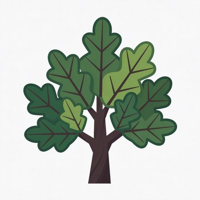Green Oak Tree Illustration