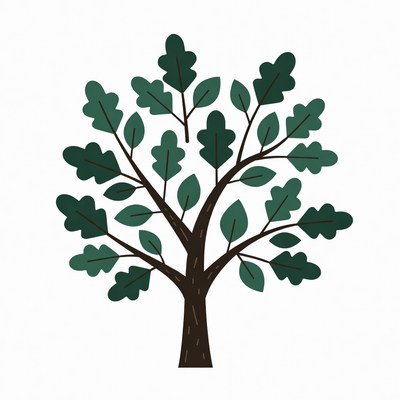 Green Oak Tree Illustration