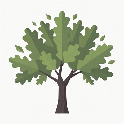 Green Oak Tree Illustration