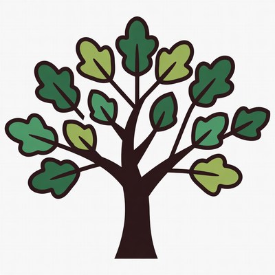 Green Oak Tree Illustration