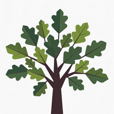 Green Oak Tree Illustration