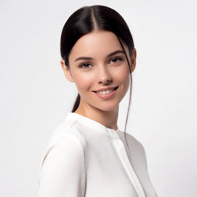 Smiling woman with ponytail