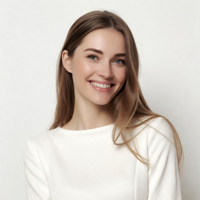 Smiling woman with long brown hair