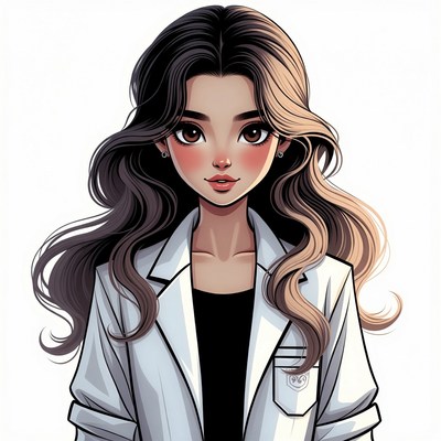 Asian woman in white lab coat
