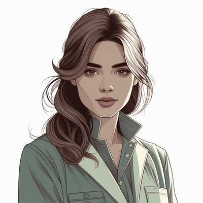 Woman in green suit illustration