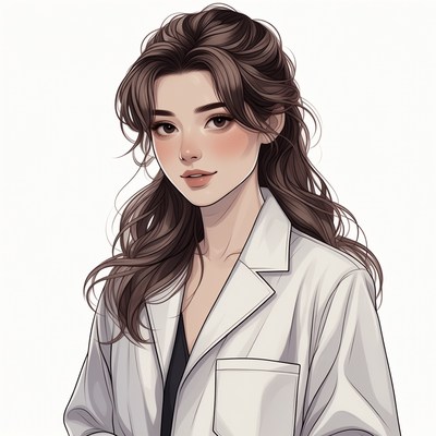 Asian woman in white lab coat
