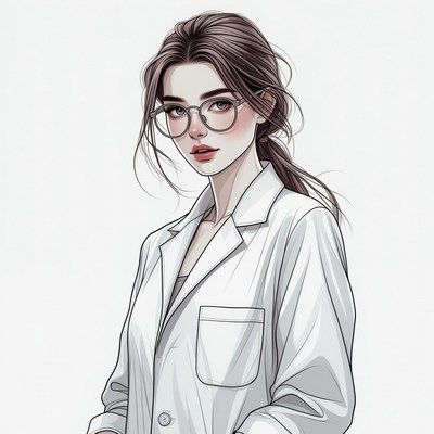 Anime girl in white lab coat