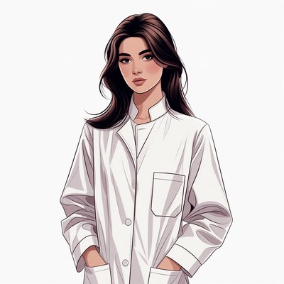 Asian woman in white lab coat
