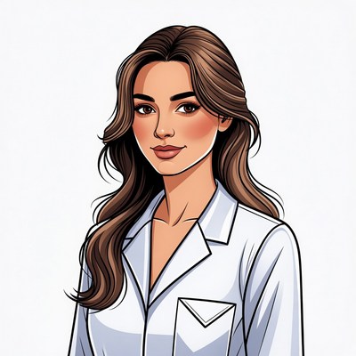 Woman in white lab coat