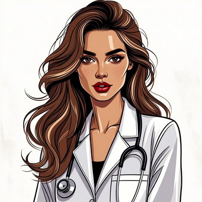 Beautiful woman doctor illustration