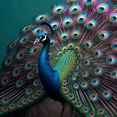 Peacock displaying vibrant feathers