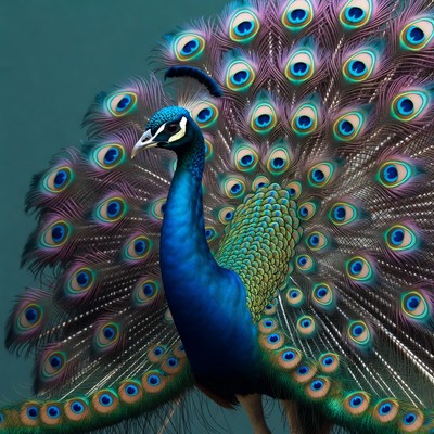 Peacock displaying vibrant tail feathers