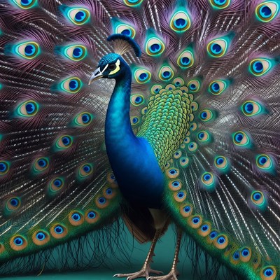 Peacock displaying vibrant tail feathers