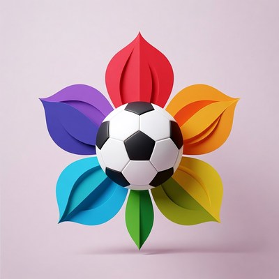 Soccer Ball in Colorful Paper Flower