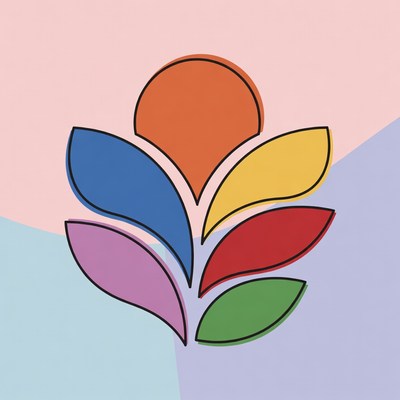 Colorful Flower Illustration on Pink Background