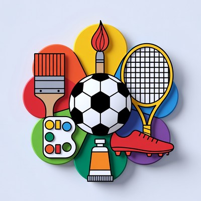 Colorful Sports and Art Icons