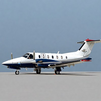 White Beechcraft King Air Airplane Parked