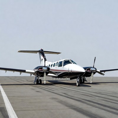White Beechcraft King Air on Tarmac
