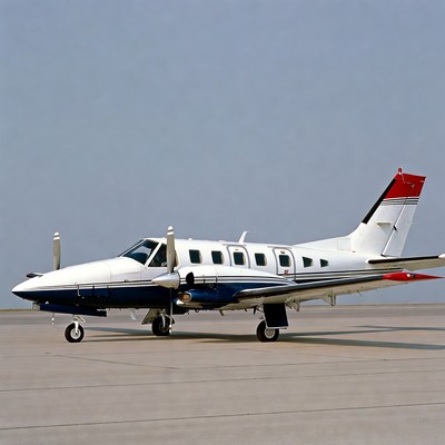 White Twin-Engine Propeller Plane on Tarmac