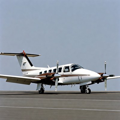 White Twin-Engine Beechcraft Airplane on Tarmac