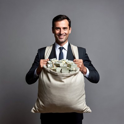 Man holding money sack