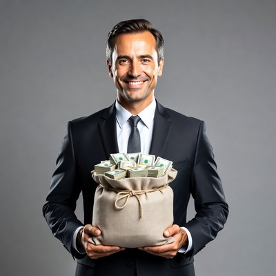 Man holding money bag
