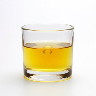 Glass of whiskey with ice sphere