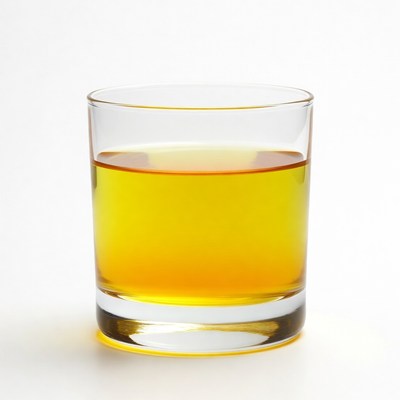 Glass of yellow liquid