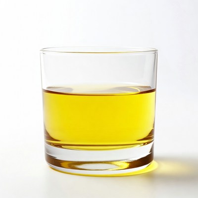 Glass of yellow liquid