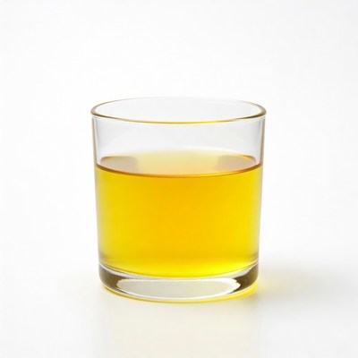 Glass of yellow liquid