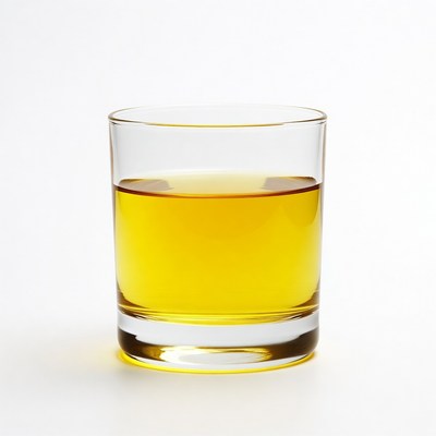 Glass of yellow liquid