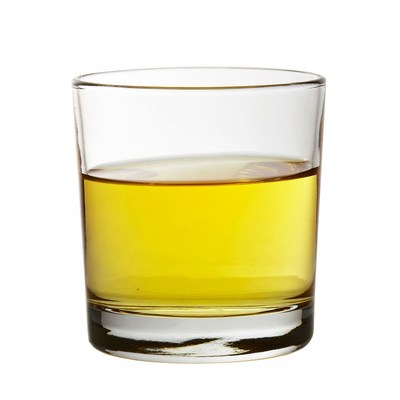 Glass of yellow liquid