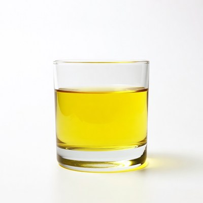 Glass of yellow liquid